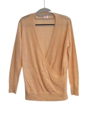 Wanna B Wrap Sweater Criss Cross Lightweight Loose Weave Beachy Coastal Grandma